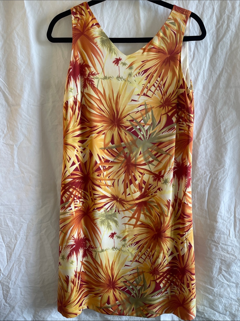 Tommy Bahama Silk Tropical Print Dress Fall Yellow & Orange Size S 4/6 EUC